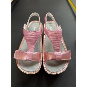 Alegria by PG Lite Pink Metallic Leather‎ T Strap Sandals Women's Size 37